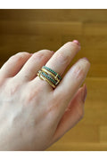 Gold Plated Multi-Ring with Green Zircon Stone